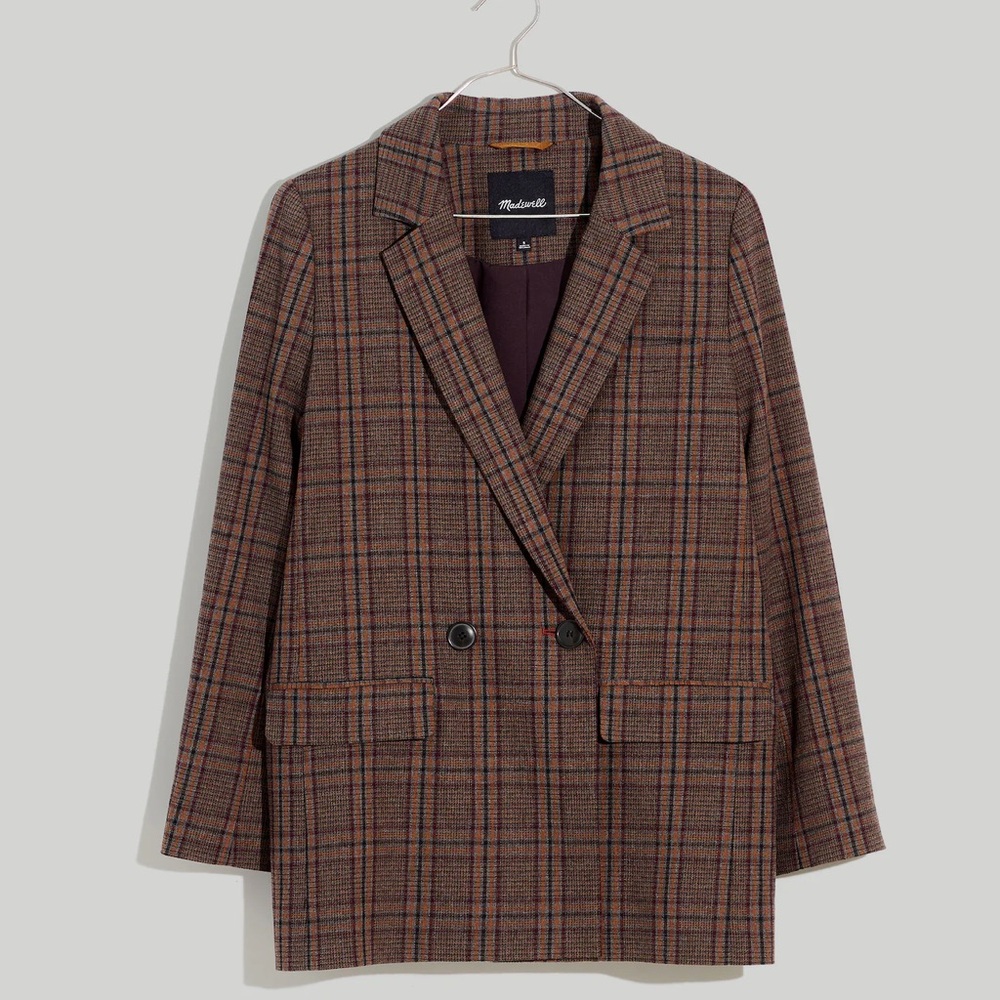 Madewell Caldwell Double-Breasted Blazer in Hedden Plaid - Size M